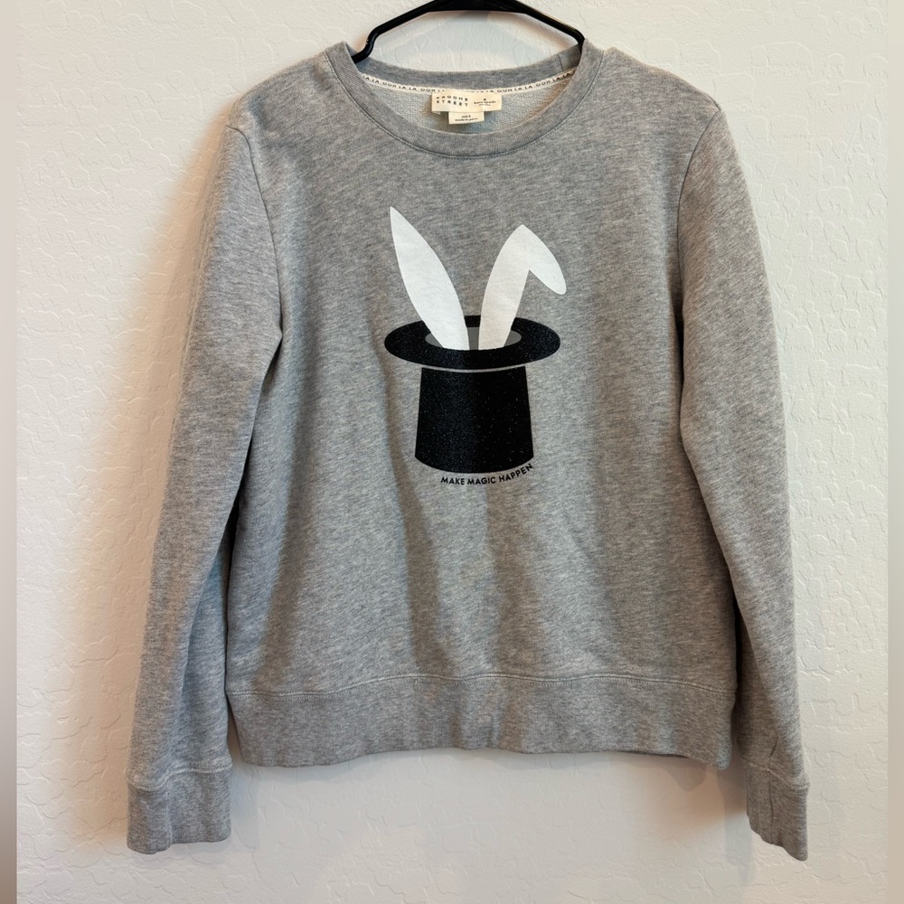 Kate Spade Broome Street Make Magic Happen Crewneck Sweatshirt Gray Sz Small Top